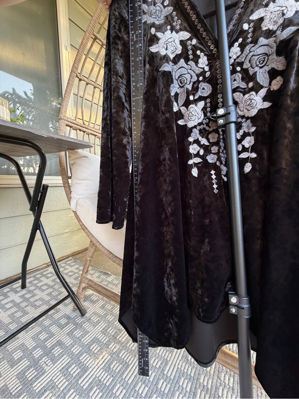 ANDREE BY UNIT Black Velvet Tunic with Silver Floral Embroidery - Picture 13 of 16